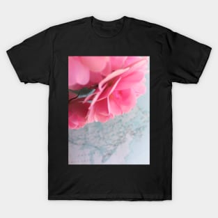 Pink Rose Flower and Map T-Shirt